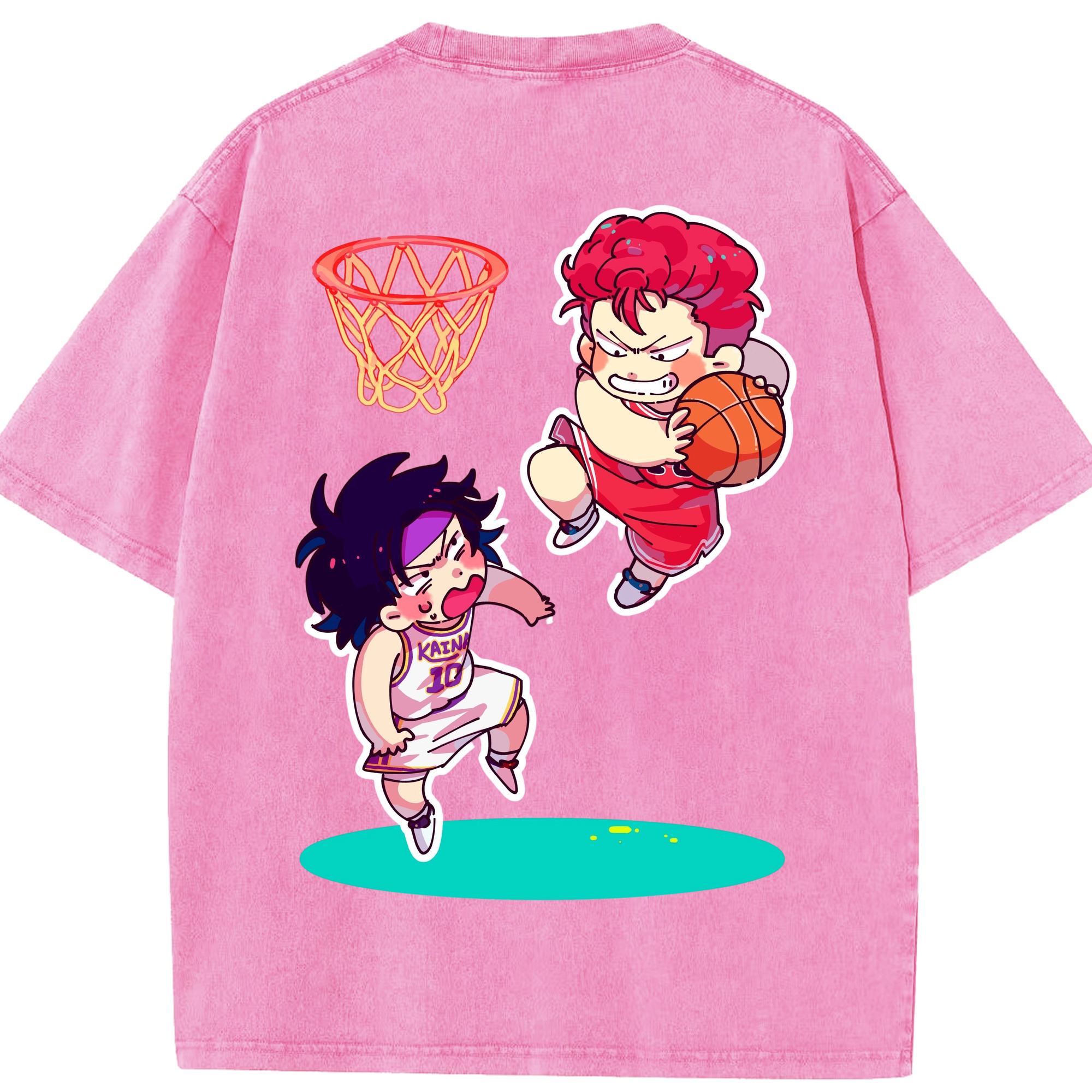 SLAM DUNK／スラムダンク 綿100% ヴィンテージ風 半袖Tシャツ（背面プリント）